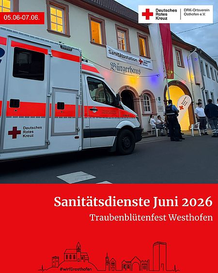 Blick auf die Sanitätsstation in Westhofen